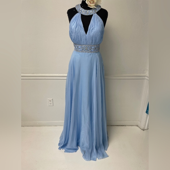 NWT Aspeed Halter Gown Size Large Perry Blue - Picture 2 of 8